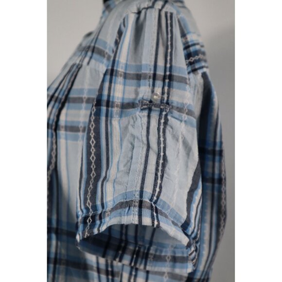 Prestwick & Moore Blue Plaid Button-Up Shirt Size Medium - Picture 4 of 11